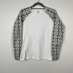 Nike Pro Fitted Therma-Fit Woman’s Black White Long Sleeve Top Size Large